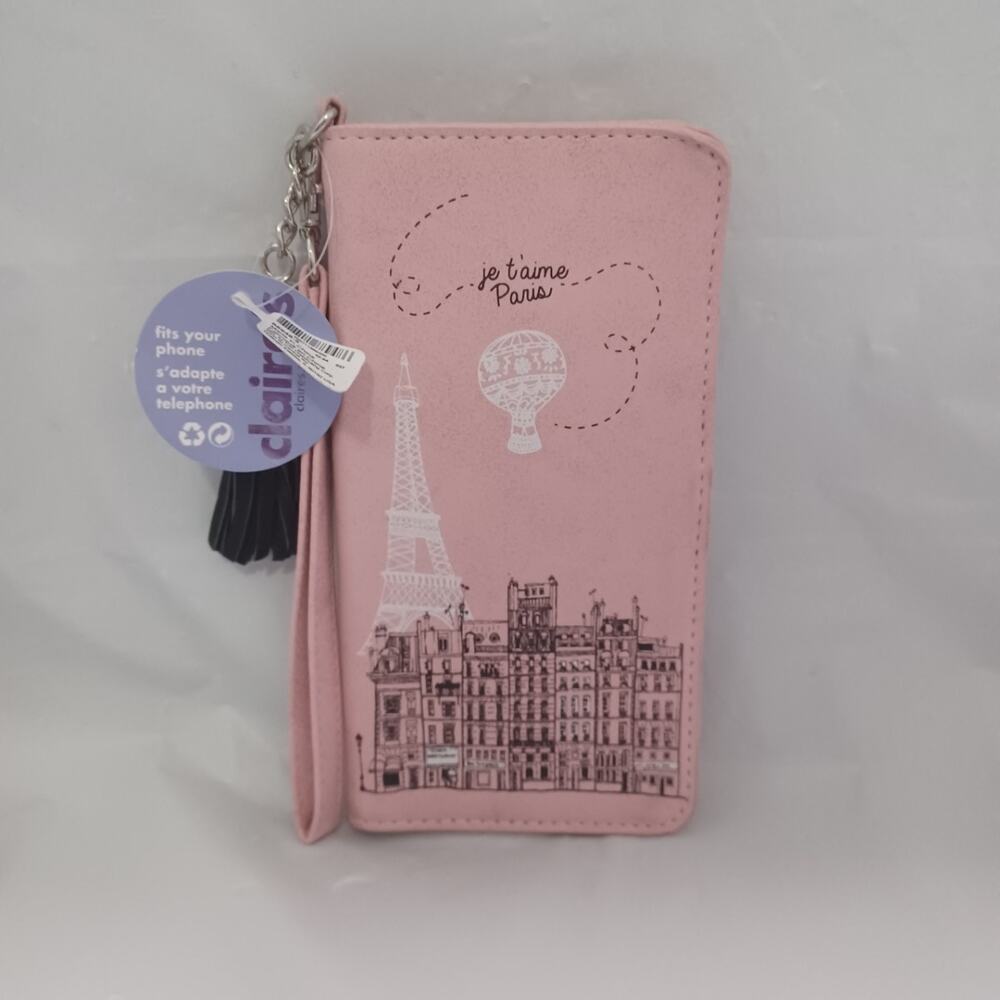 Claire's "Je T'aime Paris" Pink Phoe Wristlet Wallet